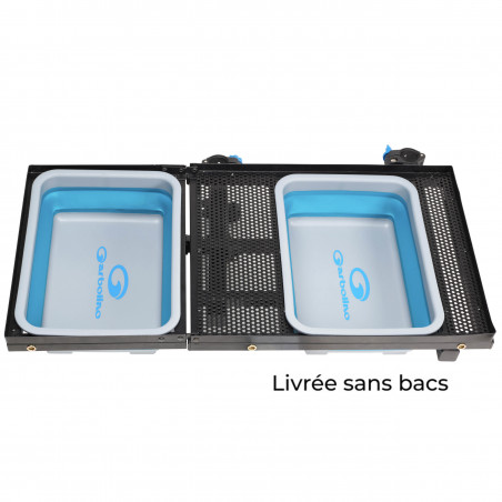 DESSERTE REPLIABLE SANS PIED POUR 2 BACS COMPACTABLES AVEC INSERTS POUR SUPPORT KITS